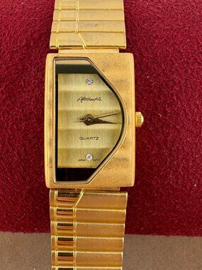 Vintage Ladies After Thoughts Gold Tone Quartz Piano Dress Watch